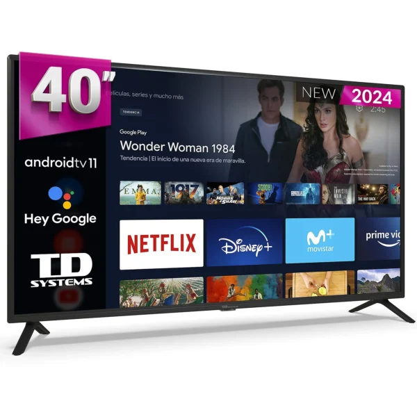 TV DLED 40" - TD SYSTEMS PRIME40C15GLE Hey Google, Full-HD, Arm Cortex A55x4, Smart TV, DVB-T2 (H.265), Negro