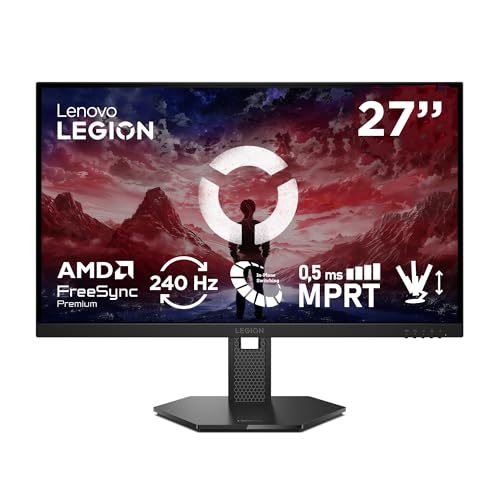 Lenovo Legion 27-10 Monitor Gaming FHD 27" (IPS, 240 Hz, 0.5 ms, 16:9, HDMI 2.1 - DP 1.4, AMD FreeSync Premium, VESA Adaptive Sync, Montaje VESA 100 mm, Ajuste Inclinación/Altura/Pivote/Giro) Negro
