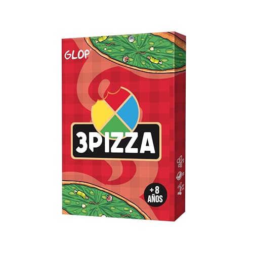 Glop 3Pizza, Juegos de Mesa Niños +8 años y Adultos, Juegos de Cartas Familiares, Divertidos y Adictivo para Familias y Amigos, Fácil de Aprender, Regalo Niño y Niña