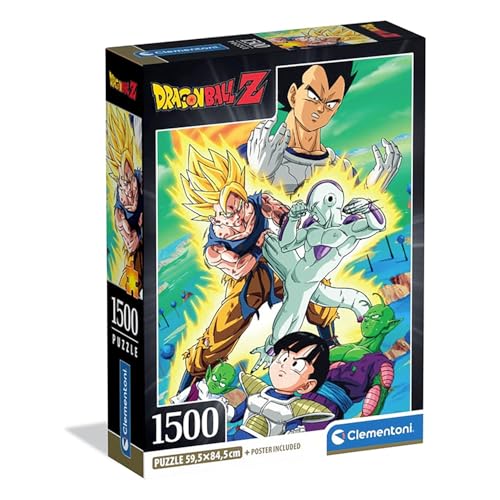 Clementoni - Puzzle de 1500 Piezas para Adultos y niños, ilustración Dragon Ball con póster Incluido, de la Serie Anime, Compact Box, Idea de Regalo para Hombre y Mujer, Fabricado en Italia, 59,5 x