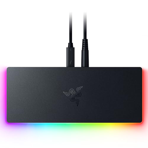 Razer Thunderbolt 5 Dock Chroma - 11 Puertos USB Thunderbolt Dock - 3X DisplayPort Thunderbolt 5 - Ethernet - Passthrough 140W - Tarjeta SD/UHS - 3X USB - Extensión M.2 - Conector EU - PC/Mac | Negro