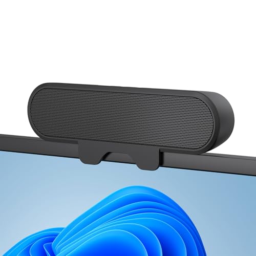 Inwa Altavoz de PC, altavoz USB con clip, 10 W con sonido estéreo HD, para monitor de PC, portátil, teléfono móvil, escritorio, exterior, plug and play (negro)