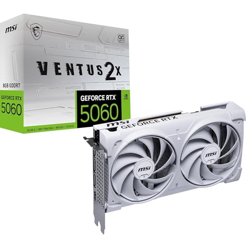 MSI GeForce RTX™ 5060 8G Ventus 2X OC White, Tarjeta gráfica - NVIDIA RTX 5060, 8G GDDR7, 28 Gbps, PCI Gen 5, Blanca