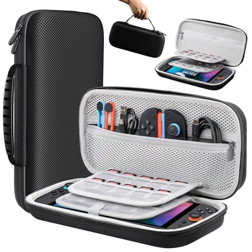 Lmcpa Funda para Consola Nintendo Switch 2 2025, Bolsa de Viaje con 20 Cartuchos de Juego, Estuche Rígido Portátil Protector para Consola 2025 Nintendo Switch 2 Accesorios, Negro