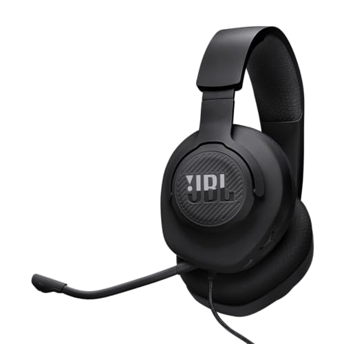JBL Quantum 100M2 cascos circumaurales para gaming, JBL QuantumSOUND Signature, cable de audio de 3.5 mm, compatibles con múltiples plataformas, micrófono desmontable, función de silencio, negro