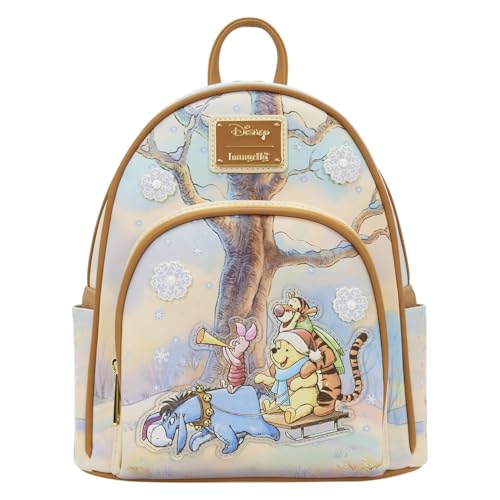 Loungefly - Disney - Winnie The Pooh - Winter Sledding Scene - Mini Backpack - Bolso Coleccionable - Idea de
