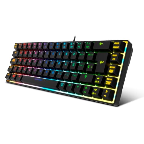 KROM Kalista - Teclado Gaming de Membrana RGB Rainbow, Formato 62%, Modo Gaming, N-19 Anti-ghosting, Windows | Mac, Layout español, Negro