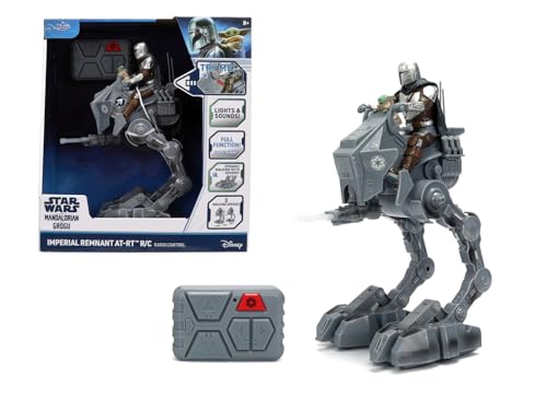 Jada Star Wars AT-RT Walker Teledirigido 29 cm, Robot con Luz y Sonido, 3 Velocidades, con Mandaloriano y Grogu Integrados, Juguete +6 Años (9336975314R00)