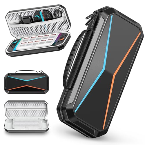 Lmcpa Duro Funda para Consola Nintendo Switch 2 2025, Estuche de Viaje con 10 Cartuchos de Juego, PC Funda Rígido Portátil Protector para Consola Nintendo Switch 2 2025 y Accesorios, Negro