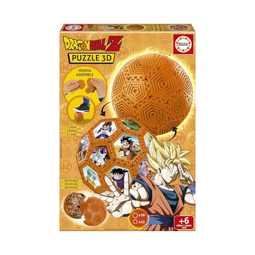 Educa - 3D Puzzle Fútbol Dragon Ball con 32 Piezas y con el Que podrás Jugar | Podrás Montar Distintas Formas (20415)