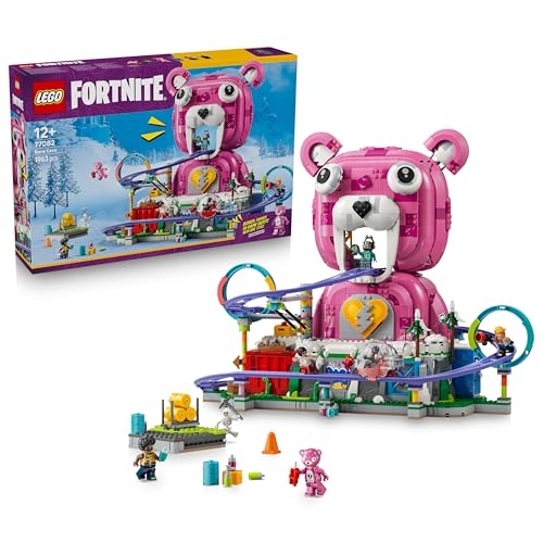 LEGO Fortnite Caverna Descontrol – Juguete Interactivo – Marqueta de Parque Temático con Montaña Rusa y 6 Minifiguras – Decoración del Dormitorio –