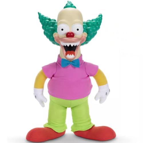 The Simpsons Talking Krusty Doll Plush by Jakks Pacific, Stands 16" / 41cm Tall, Good and Evil Krusty Pull String Doll, from The Classic Treehouse of Horror III Episode, Perfect for Any Simpsons Fan