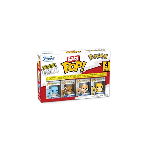 Funko Bitty Pop! 4 Pack: Pokemon - Squirtle, Eevee, Growlithe, Psyduck - 0,9 Pulgadas (2,2 cm) Coleccionable - Estante de exhibición apilable Incluido - Idea de Regalo - para Bolsas de Fiesta