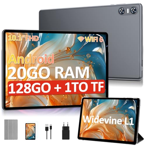 SKYEGG Tablet 10 Pulgadas Android – 20GB RAM + 128GB ROM (Ampliable hasta 1TB), Widevine L1, WiFi 6, Batería 6000mAh, con Funda – Ideal para Estudio, Trabajo y Entretenimiento – Gris