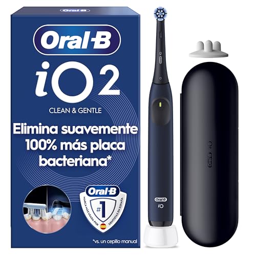 Oral-B iO 2 Cepillo de Dientes Eléctrico Azul Mar, 1 Cabezal, 1 Estuche De Viaje, 3 Modos De Cepillado, Sensor De Presión y Temporizador, Diseñado por Braun, Edición Limitada