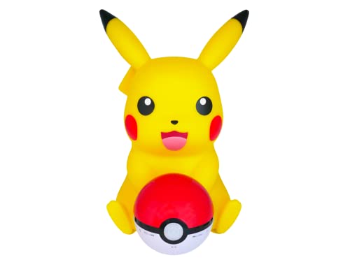 TEKNOFUN - Licencia Oficial Pokemon - Figura Luminosa Pikachu Poké Ball - Altavoz inalámbrico - LED - 2 Modos de iluminación - USB/microUSB (Cable suministrado) - AUX Jack 3,5 mm - 811382