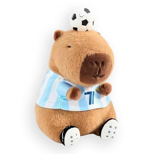 VgxRolq Capybara - Peluche de fútbol, suave y esponjoso, decoración del hogar, regalo de cumpleaños, capibara para amantes del fútbol y niños y niñas, 22 cm