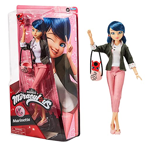 BANDAI - Miraculous Ladybug y Cat Noir – Muñeca – Marinette – Muñeca articulada 26 cm - P50005
