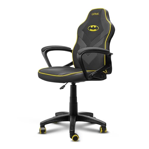 GXTrust 703BM Revvo Silla Gaming con Licencia Batman para Niños 4-12 Años, Silla Ajustable en Altura con Tapicería de Tela, Reposabrazos Acolchado, Gamer Escritorio Juegos PC, Negro