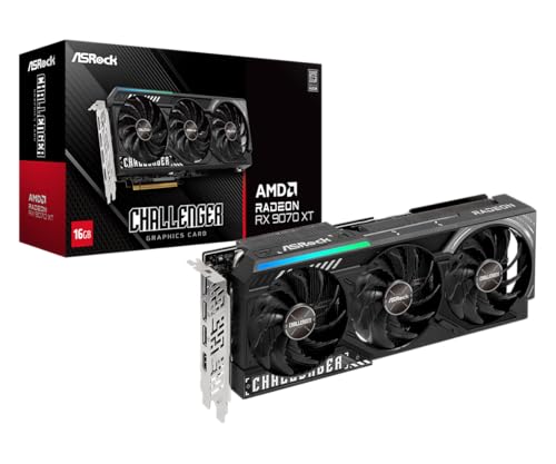 ASRock Radeon RX 9070 XT Challenger - Tarjeta gráfica OC de 16 GB, Arquitectura AMD RDNA 4, Reloj Boost de 2970 MHz, GDDR6 de 16 GB, PCIe 5.0, DisplayPort 2.1a, HDMI 2.1b, refrigeración de Triple