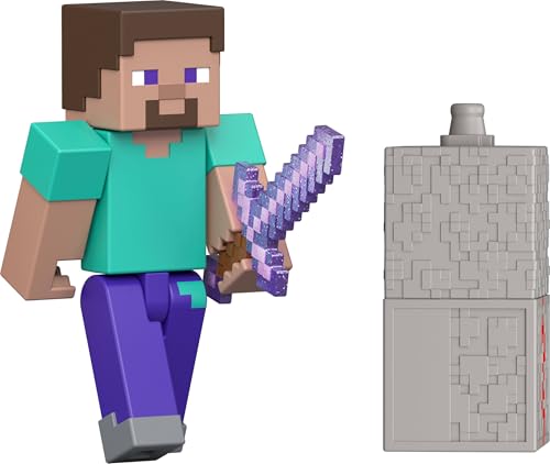 Mattel Minecraft Toys, Figura de acción Steve y Accesorios