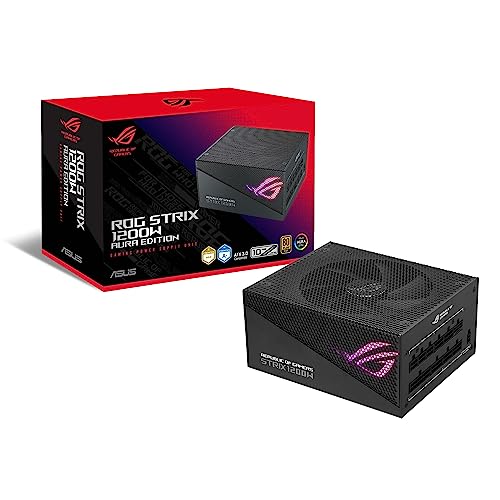 ASUS ROG Strix 1200 W Gold Aura Edition - Fuente de Alimentación (Certificado 80+ Gold, ATX 3.0, Certificación Lambda A+ de Cybenetics, Compatible con PCIe Gen 5.0, Ventilador Axial-Tech, Aura Sync)