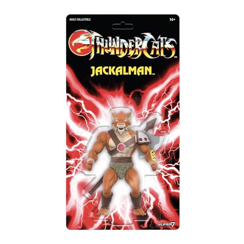 Super7, Jackalman, Figura de acción vintage de Thundercats de 14 cm con accesorio clásico de dibujos animados coleccionables y juguetes retro