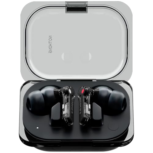 Nothing Ear (a) Auriculares inalambricos Bluetooth con Integración de ChatGPT, Cancelación de Ruido Activa, Algoritmo de Mejora de Graves y hasta 42,5 Horas de reproducción - Negro