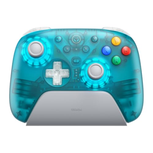 8BitDo Ultimate 2 Wireless Controller for Windows PC, Apple, Steam & Android, Gaming Controller with TMR Joysticks, Hall/Tactile Triggers, Motion Control, 1000Hz Polling Rate, Clear Blue