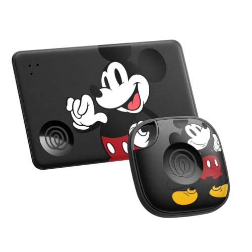 Life360 x Disney Tile - Starter Pack - Localizadores Bluetooth para Llaves, Carteras y Mucho más. Compatible con iOS y Android.Paquete de 2 (Tile Negro/Slim) - Mickey