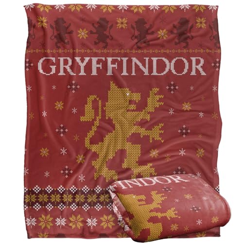 Harry Potter Gryffindor Ugly Christmas Sweater Manta súper Suave con Tacto Sedoso – 152 x 127 cm