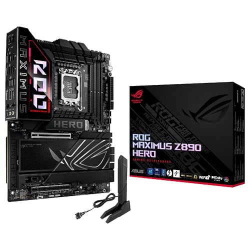 ASUS ROG Maximus Z890 Hero - Placa Base ATX, 22+1+2+2 etapas de Potencia, DDR5, PCIe 5.0 Compatible con GPU de última generación, Seis M.2, WiFi 7, overclocking AI, PCIe Q-Release Slim