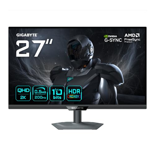 GIGABYTE G27Q2 Monitor Gaming 27” 2K QHD - 2560 x 1440, 200Hz, 1ms, 350 CD/m², Compatible con G-Sync, FreeSync Premium, HDR10, HDMI 2.0, DisplayPort 1.4